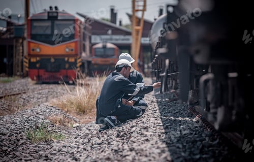 Preview: Engineer railway under inspection and checking construction railway switch and maintenance work on r