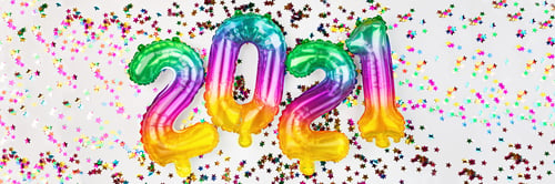 Preview: Happy new year 2021 celebration. Horizontal long banner for web design