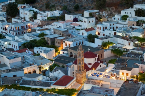 Preview: Dusk, Lindos, Rhodes Island, Dodecanese Islands, Greece
