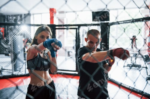 Preview: Athletic young people have daily exercise on the boxing ring