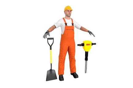 Preview: Construction Worker with Jackhammer and Shovel