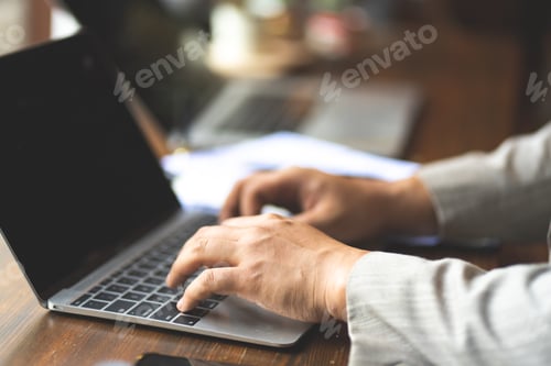 Preview: professional business person are working in communication of online marketing job plan with laptop