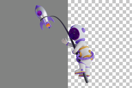 Preview: Cute Astronaut Flying With Rocket 3D Illustration