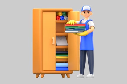 Preview: Laundry service worker and wardrobe