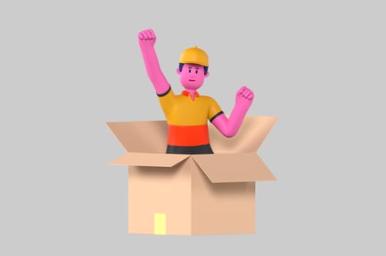 Preview: Cartoon delivery guy in box