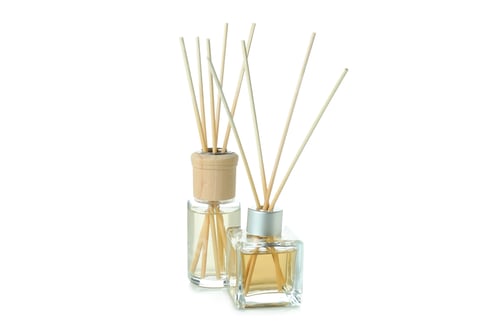 Preview: Diffuser bottles with sticks isolated on white background