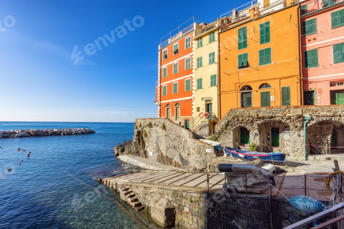 Preview: Boats at Marina in Riomaggiore, Italy. Cinque Terre