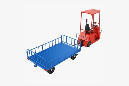 Aperçu: Remorqueur à bagages électrique et chariot à bagages bleu