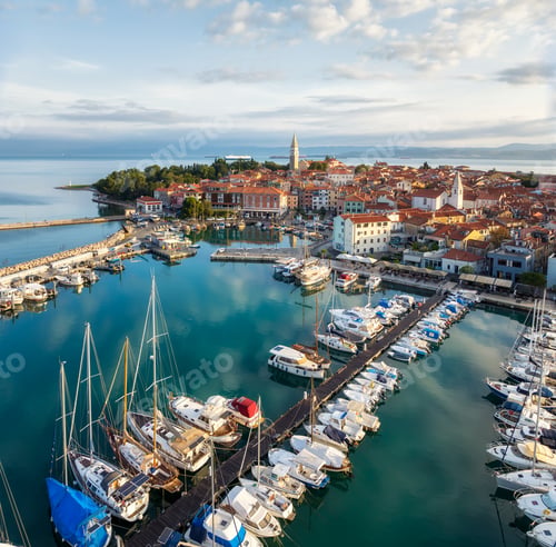 Preview: Aerial panoramic view of picturesque Izola in Slovenia