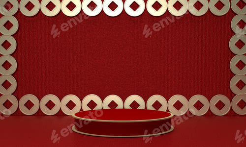 Preview: Coin golden yellow orange color red pink gradient background wallpaper texture pattern podium stage