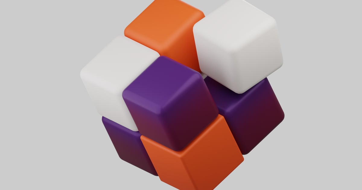 Interlocking cube puzzle 3D, Incl. abstract & colorful - Envato