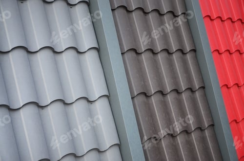 Preview: Roof templates from metal tile. Several roof cover pieces