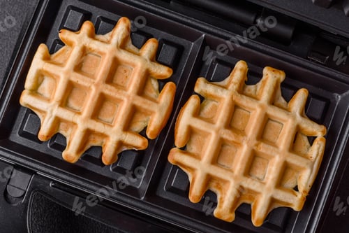 Preview: Freshly Cooked Waffles in a Waffle Iron