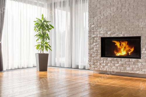 Preview: Open space with brick fireplace