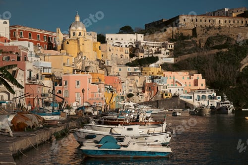 Preview: Beautiful fishing village, Marina Corricella on Procida Island, Bay of Naples, Italy.