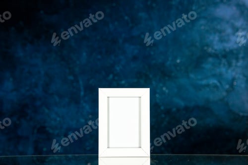 Preview: front view white picture frame on dark blue background present portrait color gift family photo