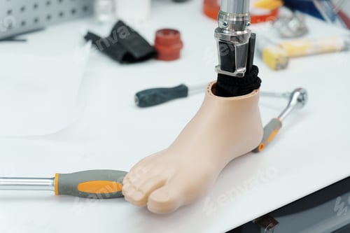 Preview: Prosthetic Foot and Tools on Technician's Table