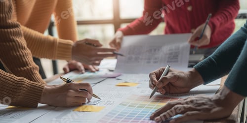 Preview: Team ux designer creative graphic planning application development a prototype smartphone layout.