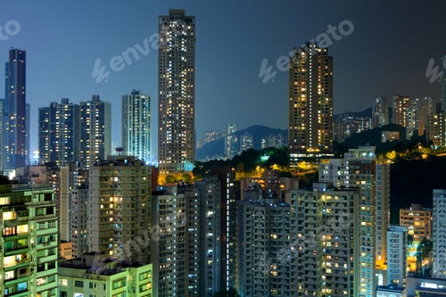 Preview: Hong Kong with crowded buildings at night