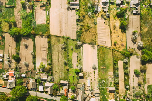 Preview: Russia. Aerial View Of Small Town, Village Cityscape Skyline In Summer Day. Residential District