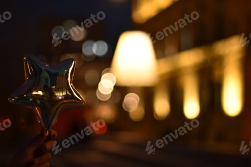 Preview: Christmas bauble star decoration. Christmas greeting card concept .