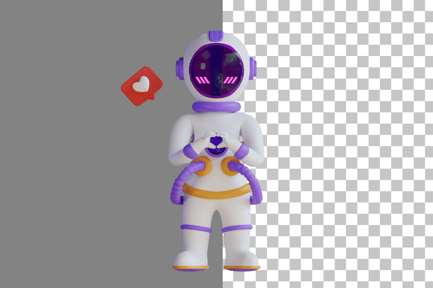 Preview: Astronaut With Love Sign Hand 3D Illustration
