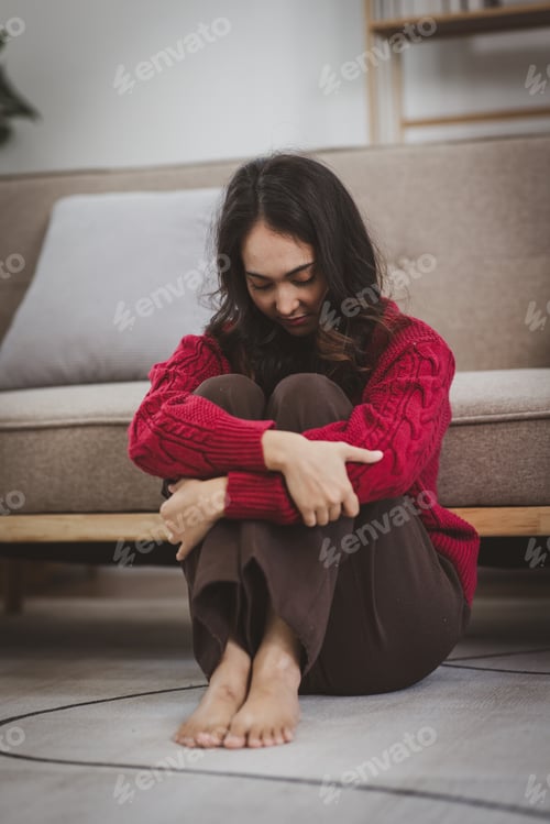 Preview: Frustrated confused Young asian teenager woman feels unhappy problem in personal life quarrel break