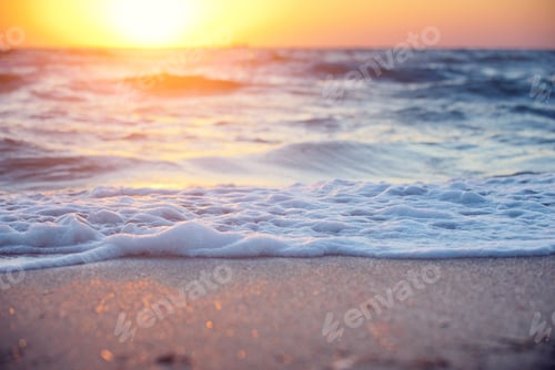 Preview: Soft wave of sea at sunset
