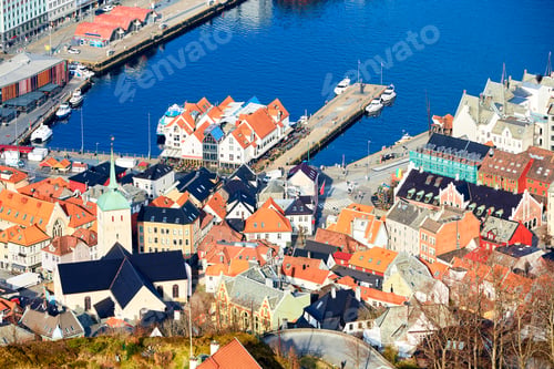 Preview: Aerial view of Bryggen waterfront
