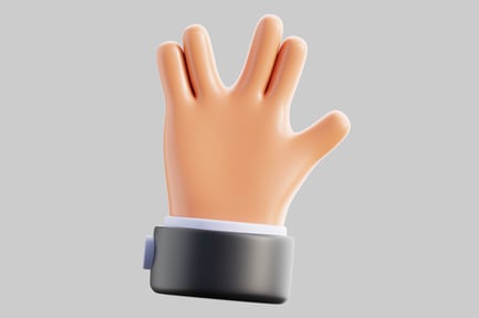 Preview: Cartoon hand in a V shape.