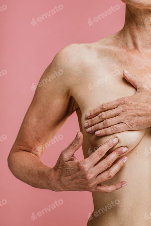 Preview: Elderly woman being aware of breast cancer
