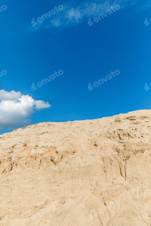 Preview: empty landscape with sand dune in desert, blue sky and clouds