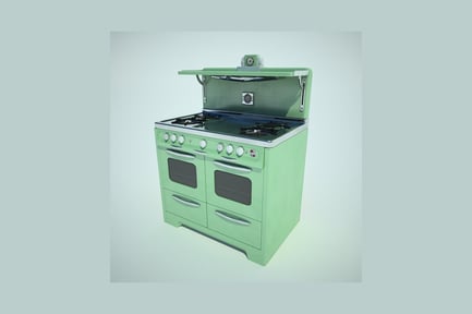 Preview: Double oven gas range with open lid