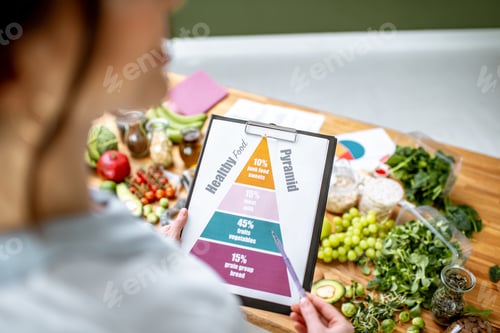 Preview: Diet sheme with healthy food on the background