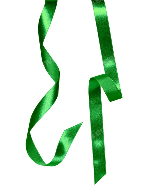 Preview: Shiny satin ribbon in green color isolated on white background .Ribbon image for decoration design.