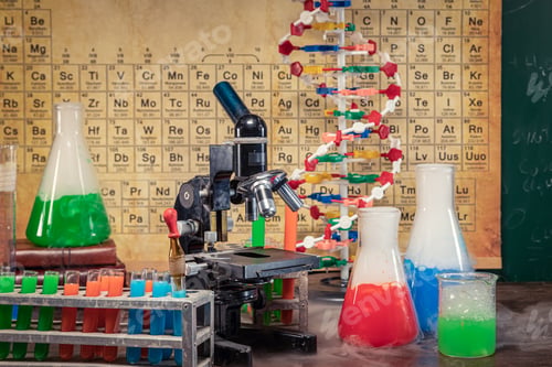 Preview: Chemical tests in chemistry lessons with DNA model.
