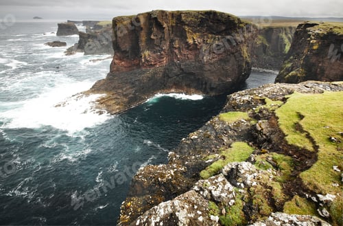 Preview: Scottish coastline landscape in Shetland islands. Scotland. UK. Horizontal