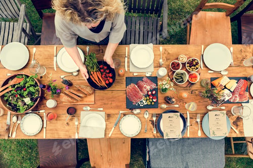 Preview: Woman Preparing Table Dinner Concept