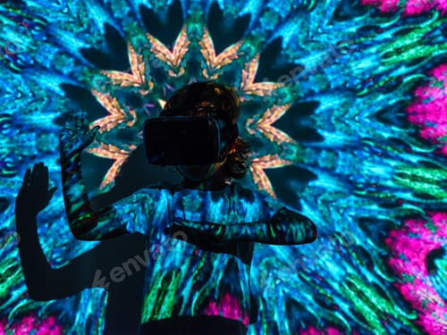 Preview: Kid playing in VR glasses under bright illumination