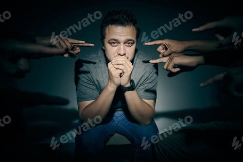 Preview: One mixed race male suffering mental illness in asylum. Caucasian schizophrenic man experiencing a