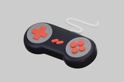 Preview: Black video game controller with distinctive design