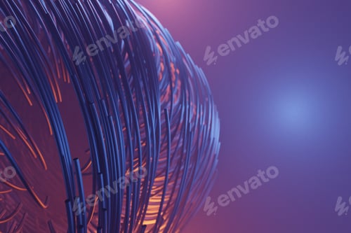 Vista previa: Líneas abstractas, cables, tecnología de comunicación de red futurista, renderizado 3D