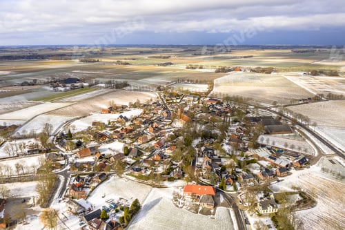 Preview: Aerial View over Village of Godlinze in Winter