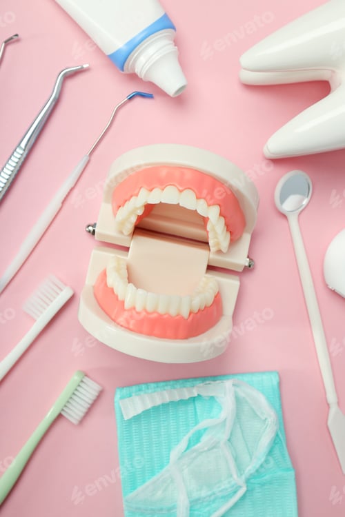 Preview: Concept of dental care, tooth care, top view
