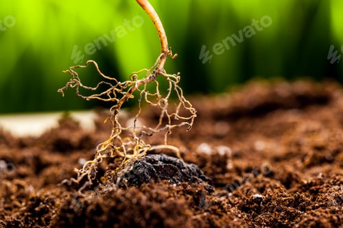 Preview: Green sprout growing from seed in organic soil