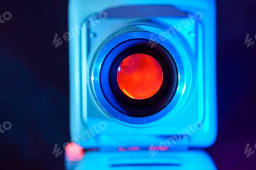 Preview: Selective focus closeup of the orange traffic light