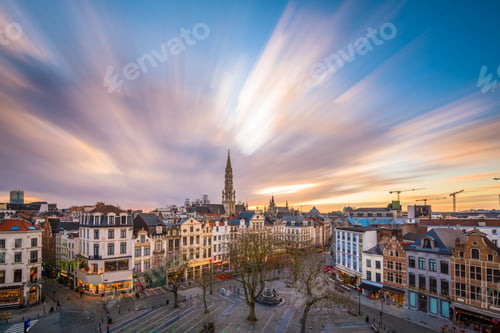 Preview: Brussels, Belgium plaza and skyline with the Town Hall
