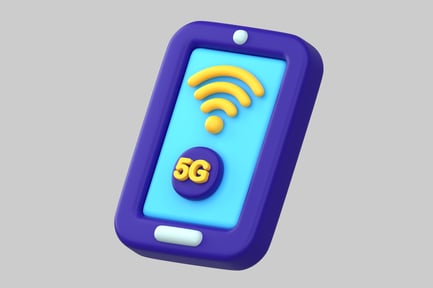 Visualização: Smartphone de desenho animado com 5g