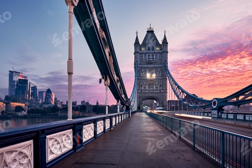 Preview: Tower Bridge at colorful sunrise
