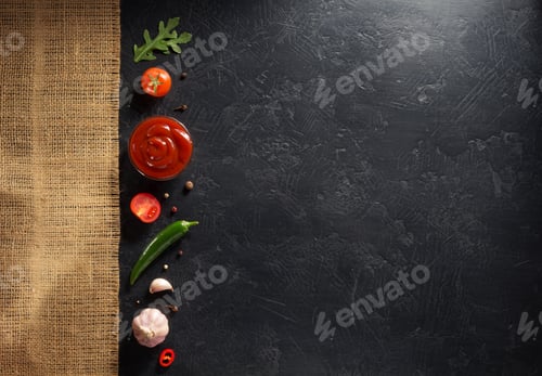 Preview: tomato sauce on black background